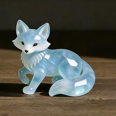 Hot With Card Lucky Crystal Fox Hand-Carved Mini Size Crystal Fox Figurine Lucky Crystal Figurine Decorative Gift