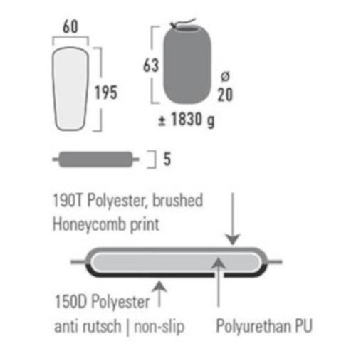 Matelas autogonflant - high peak - oregon - 195 cm - polyester - 1 place - jaune