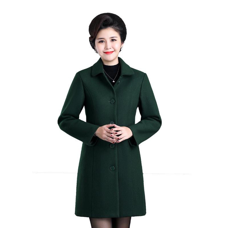 2023 Retro Mid-Length Woolen Coat - Fashionable Autumn/Winter for Middle-Aged & Elderly Women
