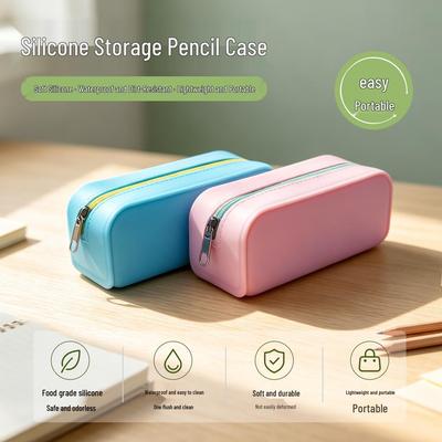 Compact Rectangular Silicone Pencil Case & Desk Organizer