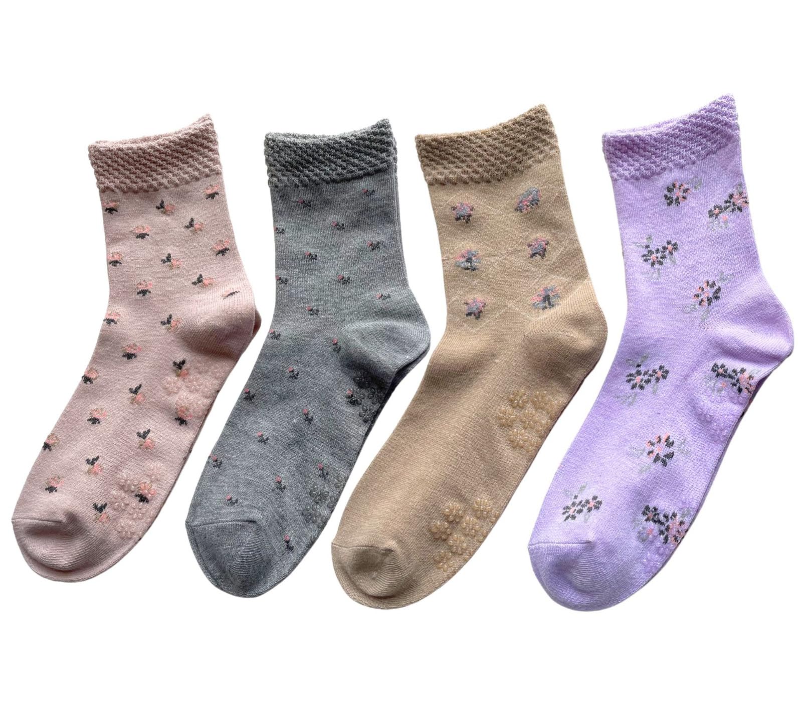 

4 Nursing Care Easy to Cotton Floral 4 Pair Set E31 [Mode Select] Женские носки, Противоскользящие, Пары, Носки, Свободные, Носить, Учреждения, Больницы, Смесь,