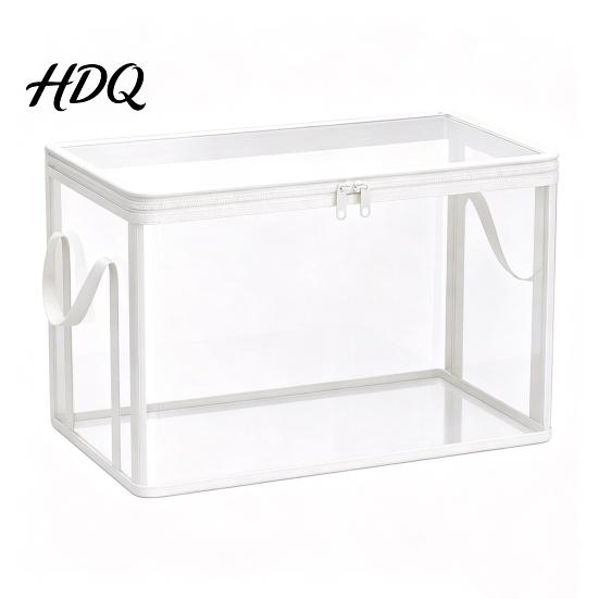 Portable Storage Bags Clear Clothes Bag with Lid And Reinforced Handles Moving Transparent Organizers Bags Waterproof Bedding Dorm Organizer