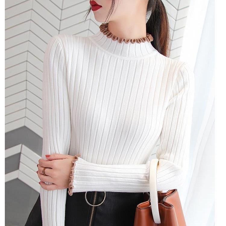 Herbst/Winter Dicke Strickwaren Damen Rollkragenpullover Kurz Slim Gestrickter Pullover