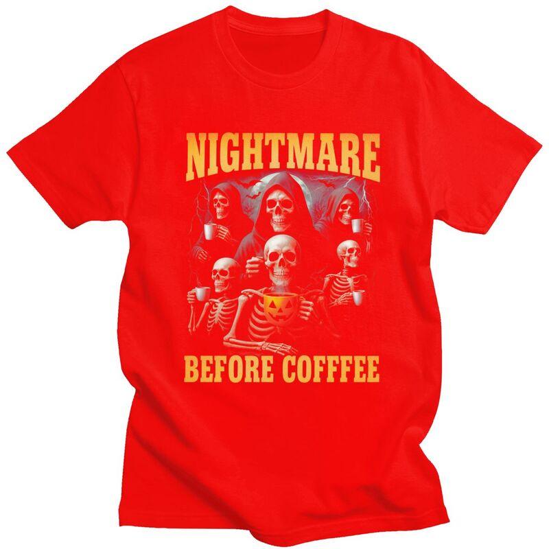

Male Nightmare Before Coffee Skeleton T Shirts Round Neck Pure Cotton Short Sleeve TShirt Casual Summer Tyle Clothes S