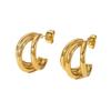 1 Pair Chunky Multi Layered Hoop Titanium Steel Stud Earrings For Women Gold Silver Korean Style Vintage Gift