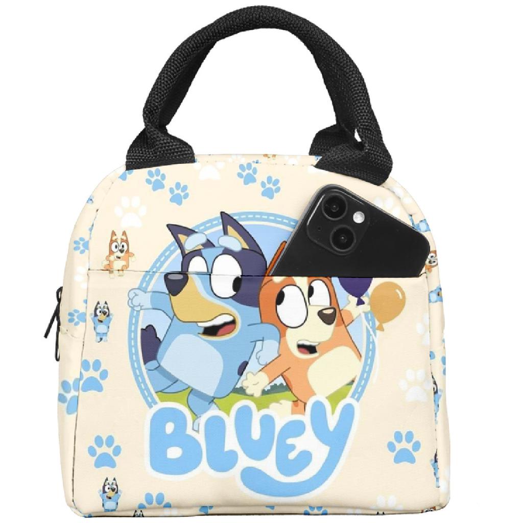 Neue Bluey Kinder-Lunchtasche, isoliert, tragbare Kühlertasche für Jungen, Mädchen, Erwachsene, Arbeit, Schule, Picknick, Blau