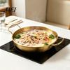 Functionele Keukenpan voor Grillen Ramen Soeppan met Dubbele Handgrepen, Roestvrij Staal Anti-aanbak Plat Modern Zilver Keukengerei Kookbodem