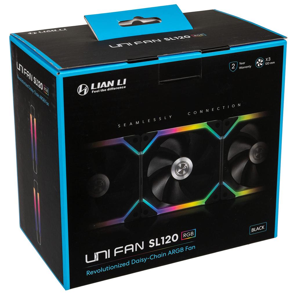 LIANLI UNI FAN SL120 BK Addressable RGB Connectable PC Case Fan with Dedicated LED Control Software Official Japanese Distributor 3-Pack (with