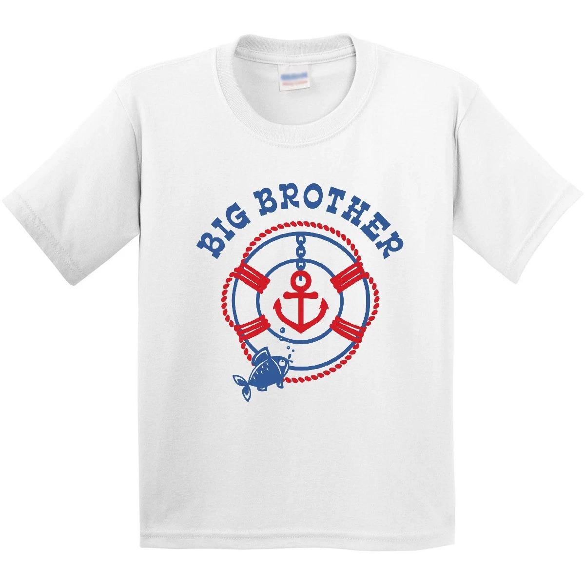 Inktastic Nautical Big Brother Youth kids boys T-Shirt Life Preserver Anchor Fish Future 100