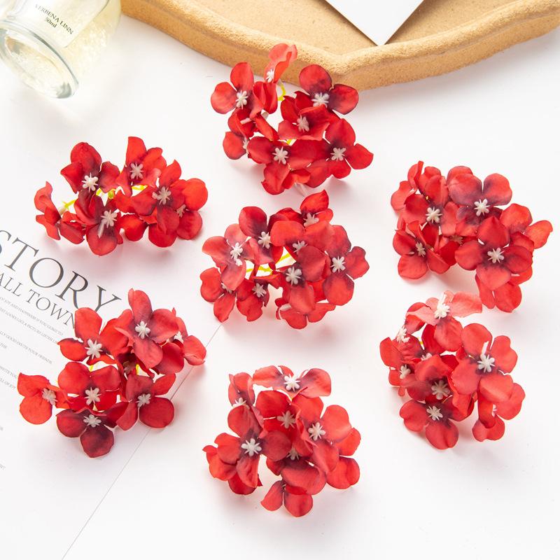 Simulation Hydrangea Shooting Prop Head DIY Handmade Hydrangea Wedding Lead Hydrangea Flower Wall Single Small Hydrangea Fake Flower Decoration