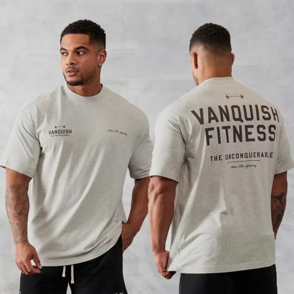 Men's Vintage Oversized T-Shirt Summer New Sports Fitness Cotton Crew Neck Short Sleeve Joggers Gym Running Training T-Shirts