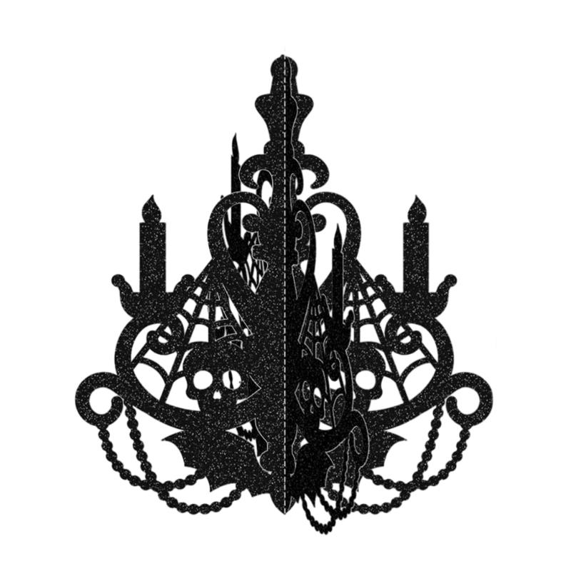

Foldable Halloween Candlestick Ornament 3D Paper Craft Design Chandelier Silhouettes For Table Wall Display Prmament 30cm
