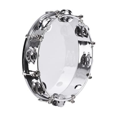 Tambourine Handbell Hand Drum with Double Row Jingles Percussion Instrument