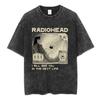 British Rock Band Radiohead Classic Poster Graphic Print T-shirt Men Women Streetwear Hip Hop Vintage Washed Cotton Loose Oversized Top Summer New Tee