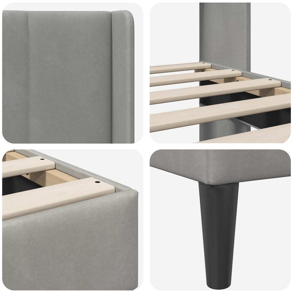 Bed Frame with Headboard Light Grey 120 x 190 cm Velvet