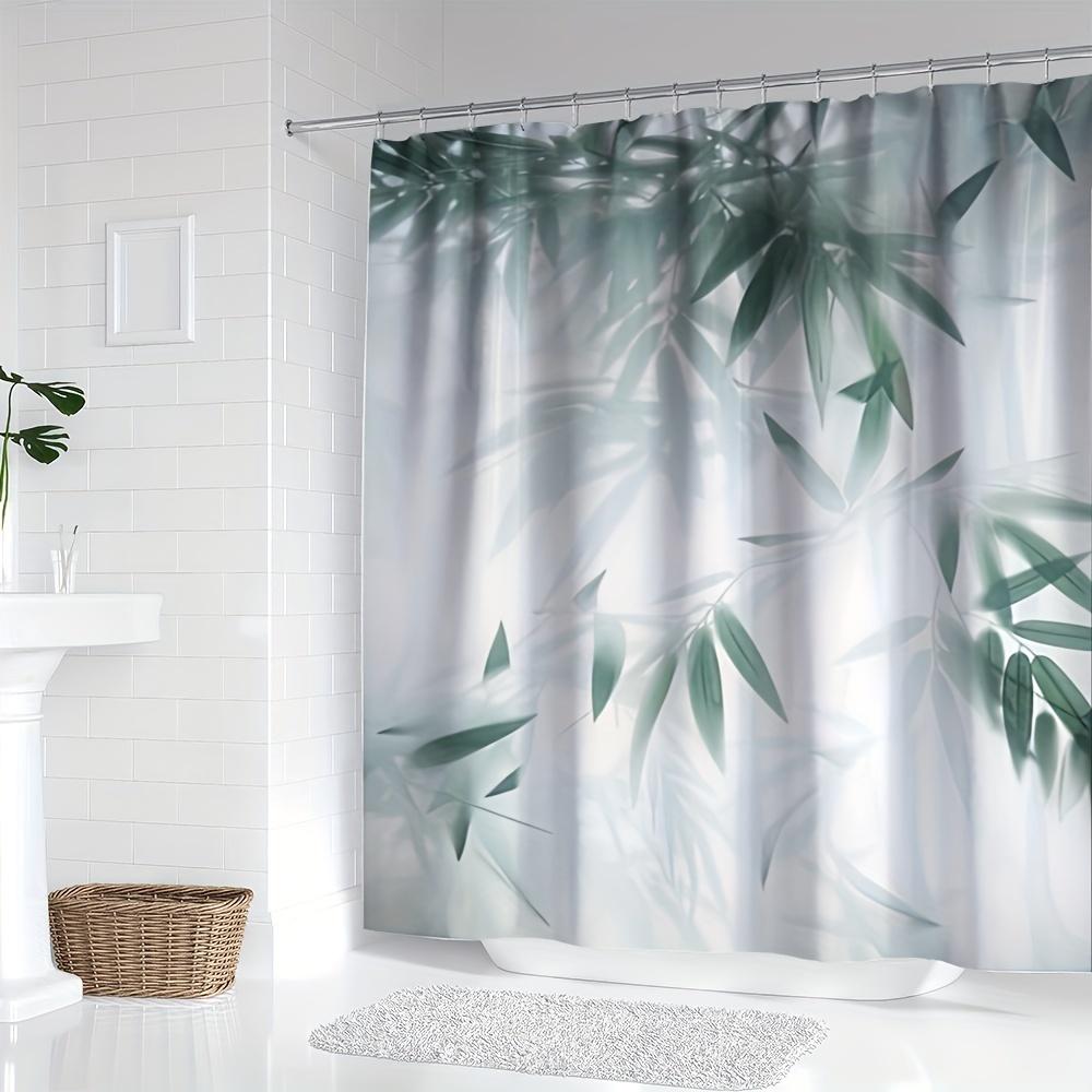

Bamboo Leaf Curtain - Ywjhui, Digital Print, Polyester, Machine Washable, Green Design, Modern Bath W60H190(CM)-1 Pcs