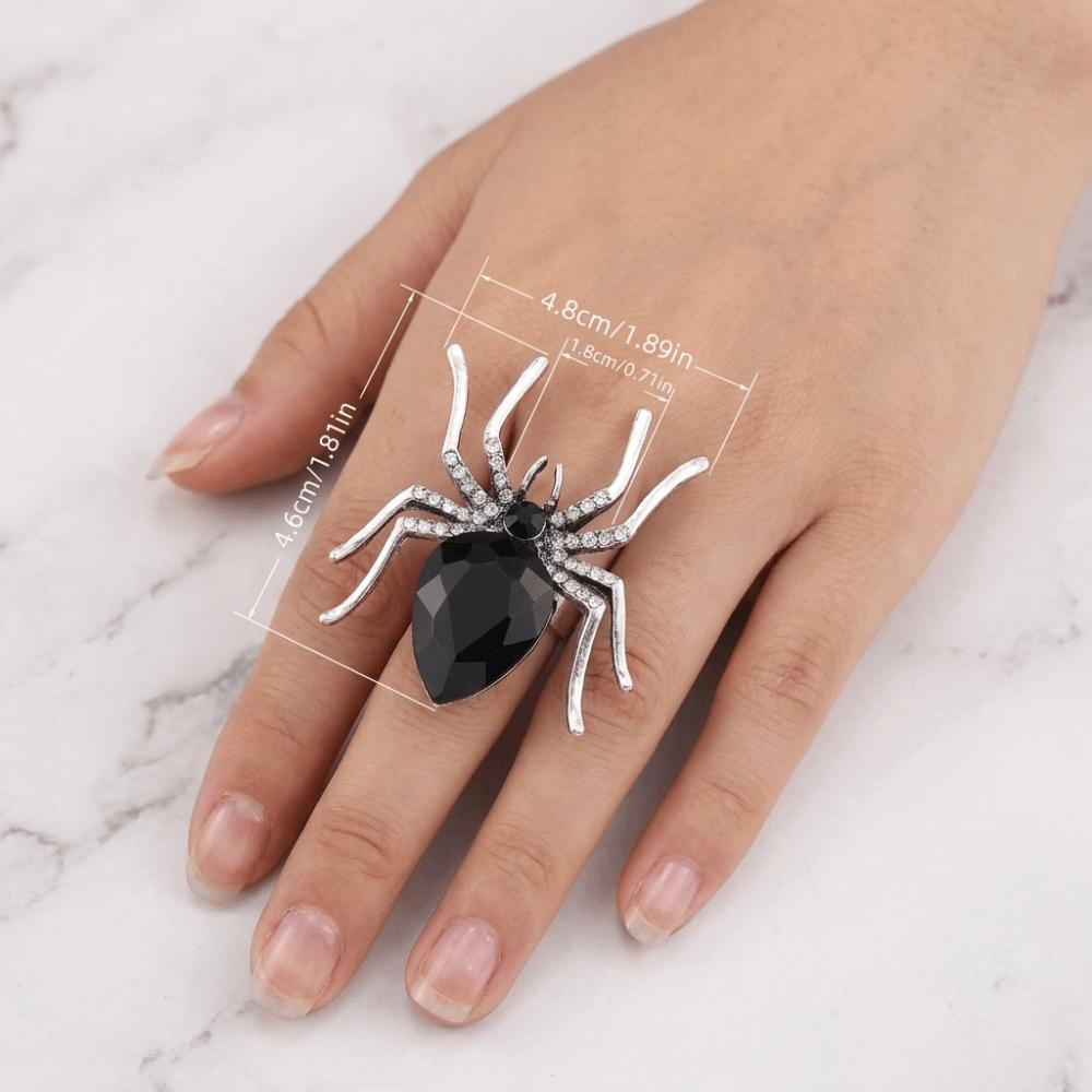Rhinestone Spider Ring Insects Finger Ring Retro Open Ring Women