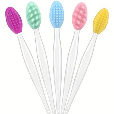 Double-Sided Soft Silicone Lip Exfoliator Brush - 5 Pieces, Gentle Lip Scrub Tool for Smoother, Fuller Lips