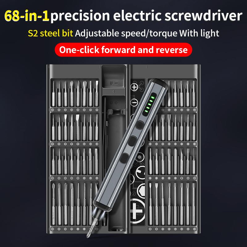 LUXIANZI 68 in 1 Cordless Electric Screwdriver Set For iPhone Glasses Watch PC Repair Power Tool Magnetic Screw Driver Bits