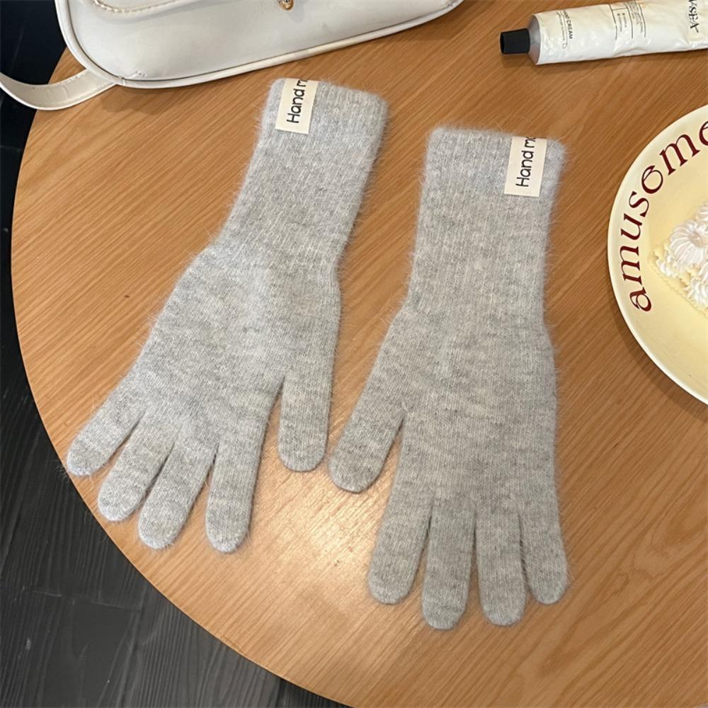 Touch-screen Flannel Gloves Warm Full Finger Mittens Breathable Long Rabbit Fur Gloves Cycling