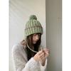 Fashion Knit Hat With Ear Flaps Tie Pom Pom Warm Winter Hat