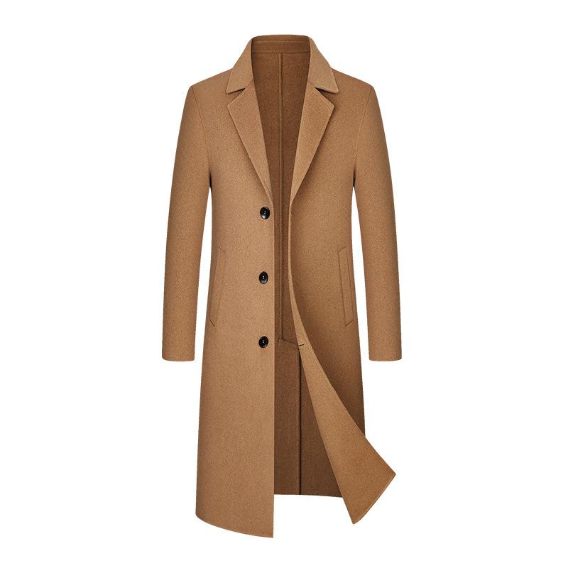 Autunno e Inverno Nuovo Cappotto da Uomo Fatto a Mano Double-face in Lana Versione Coreana Slim-fit Lungo al Ginocchio Cappotto di Lana Trench