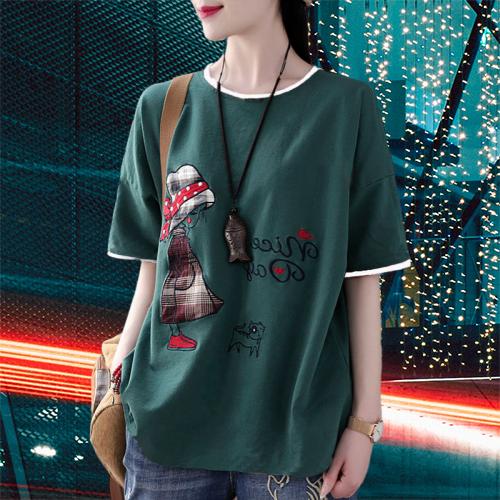 

Летняя женская хлопковая рубашка с принтом в стиле ретро в стиле литературы и искусства, свободные футболки с короткими рукавами