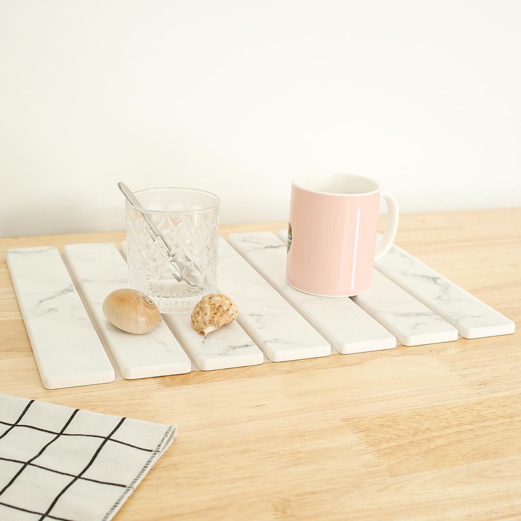 Kitchen Drying Mat Foldable Stone Dish Absorbent Drying Mat Nonslip Drying Pad Coffee Dish Drainer Mat Stone Kitchen Accessories