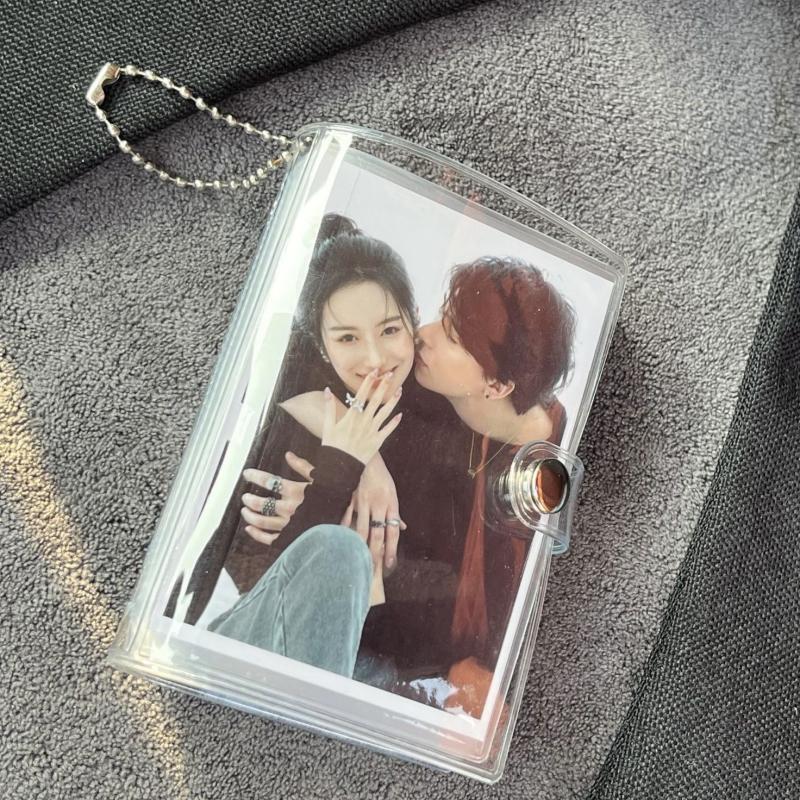 Mini Holds 28 Photos Album Shiny Transparent 3-Inch Star Chasing Small Photo Card Storage Portable Card Bag