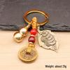 Brass Five Emperors Coin & Pixiu Keychain with Abacus, Gourd & Dragon Talisman for Wealth Attraction