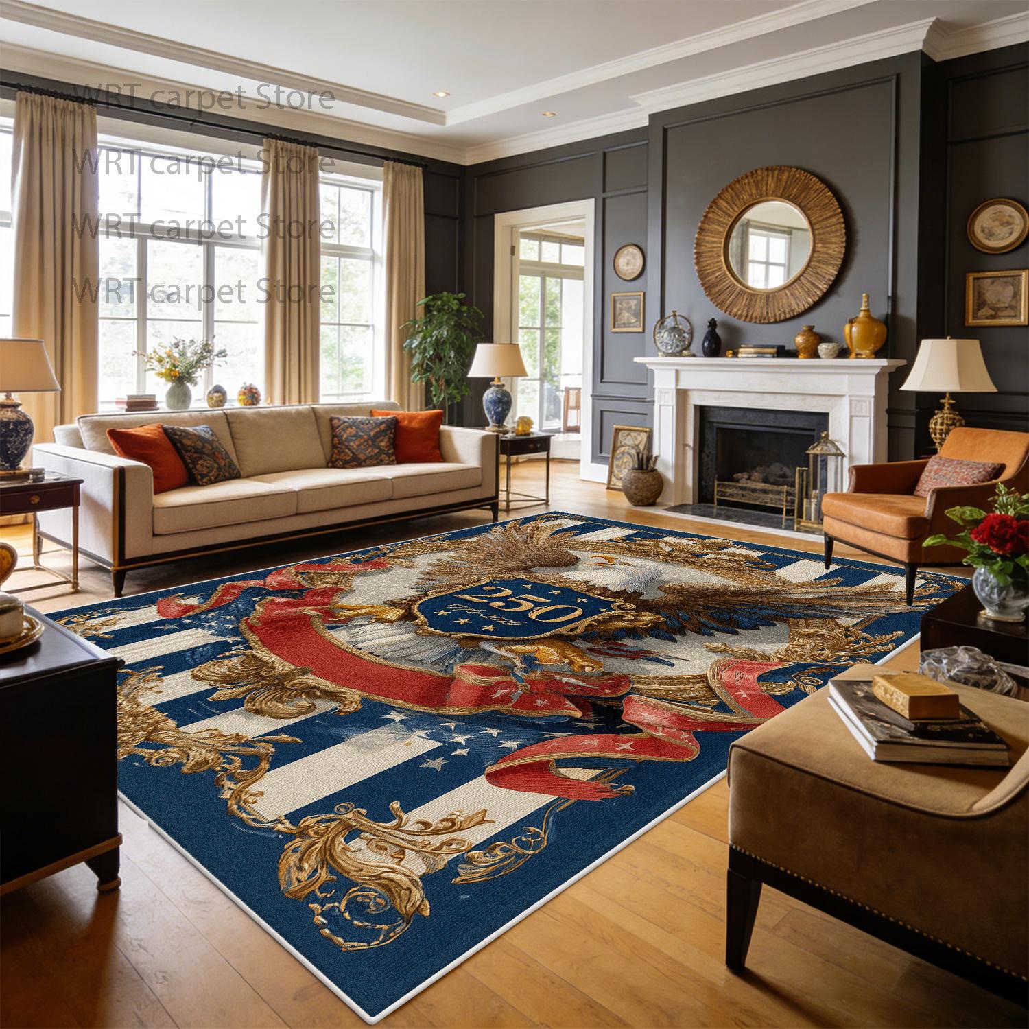 250th American Celebration Large Area Rugs Decoration Home Living Room Sofa Area Carpet Office Lobby Washable Fluffy Floor Mat 60x90cm