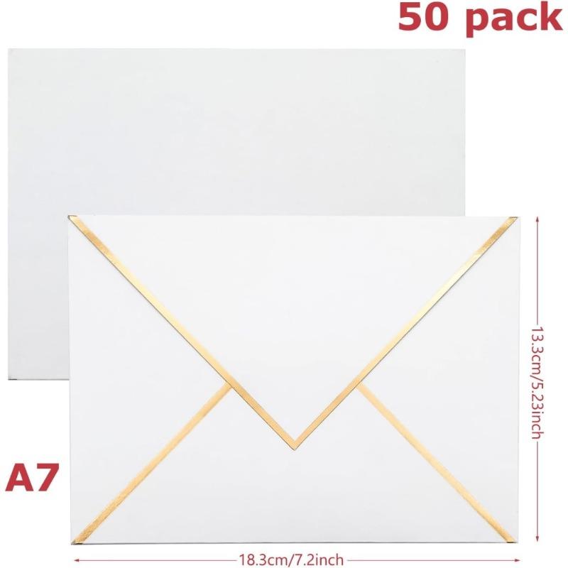 50 Pack 4x6/5×7 Inch Envelopes Self Seal for Invitations with Self-Adhesive A6/A7 Envelopes Self Seal for Weddings Invitations
