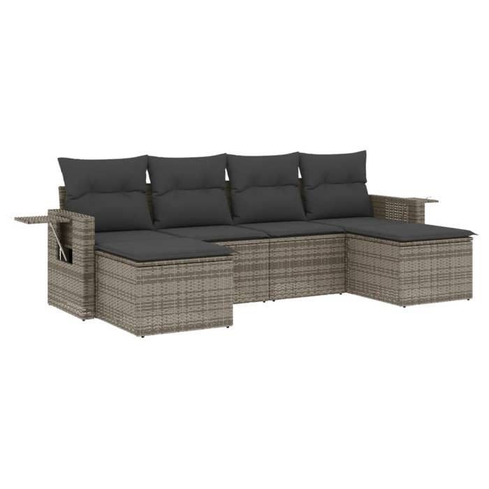 VidaXL Garden Lounge Set with Cushions 6 Pcs, Patio Sofas, Patio Furniture Set, Outdoor Furniture, Grey 3252857