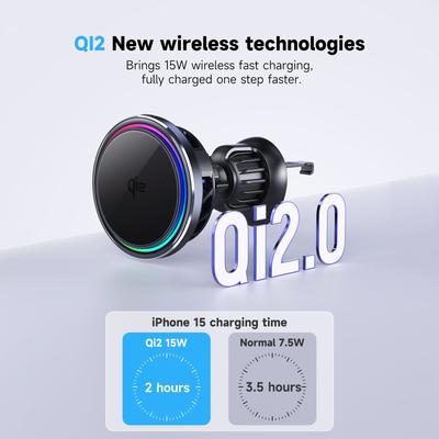 Qi2 Wireless Charger For iPhone 12 13 14 15 16 Car Magnetic Phone Holder Stand Semiconductor Refrigeration 15W Fast Charging
