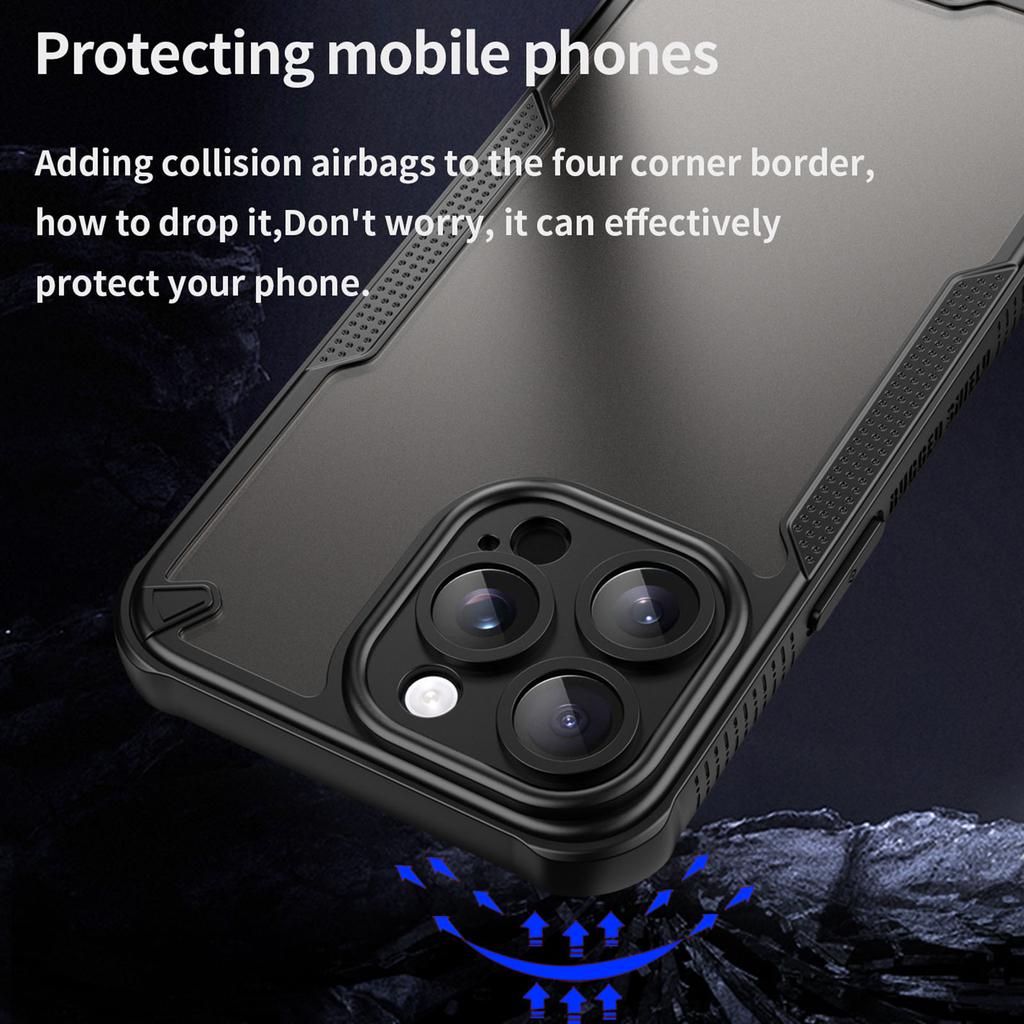 Armor Series For iPhone 15 Pro Case PC+TPU Semi-Transparent Frosted Finish Protective Phone Cover