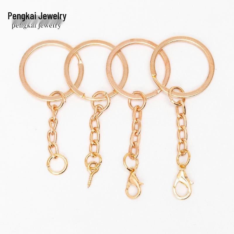 DIY Jewelry Accessories: KC Gold Four-Section Chain Keyring for Handmade Keychains