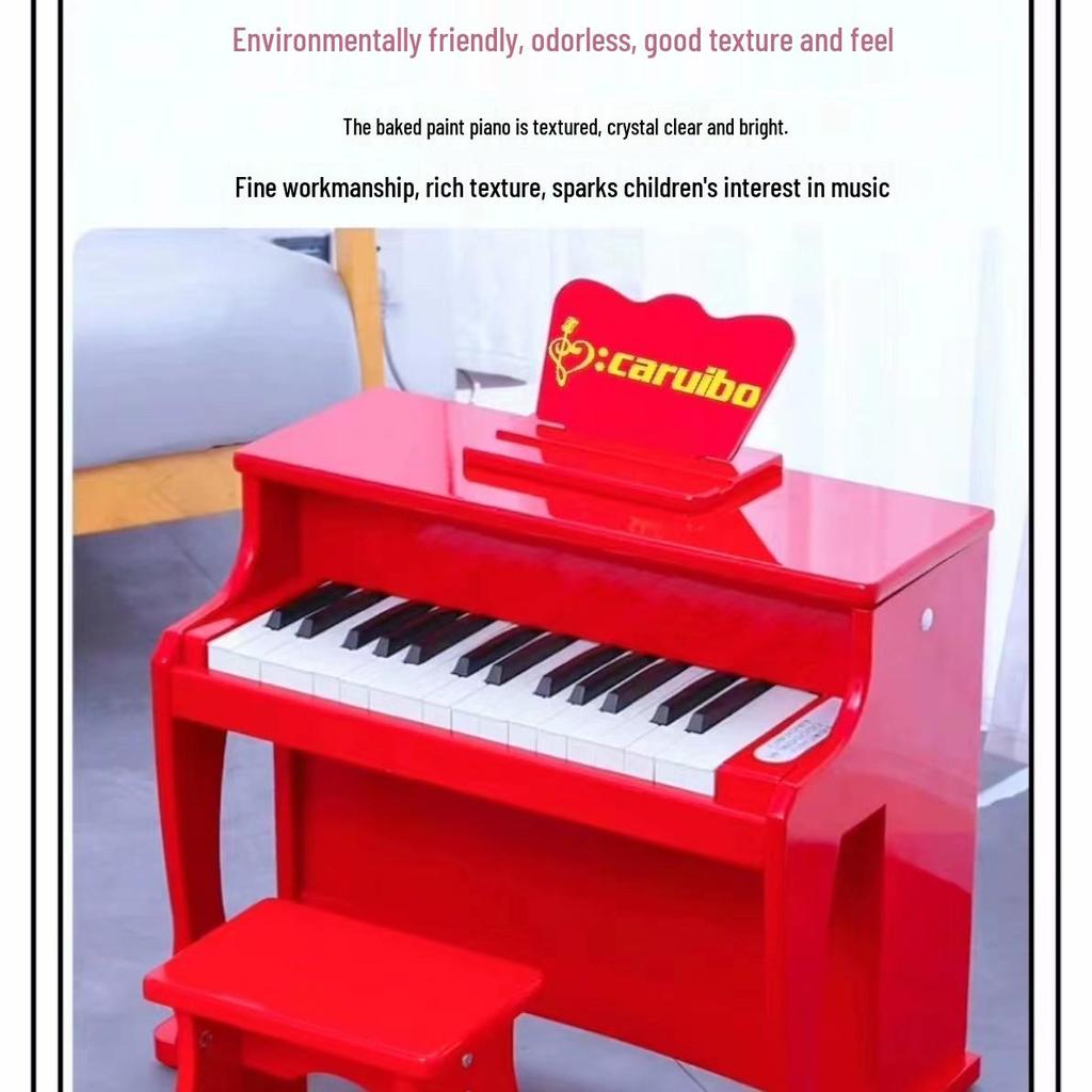 30-Key Children's Wooden Electronic Keyboard with Weighted Keys - Beginner Toy Piano for Girls