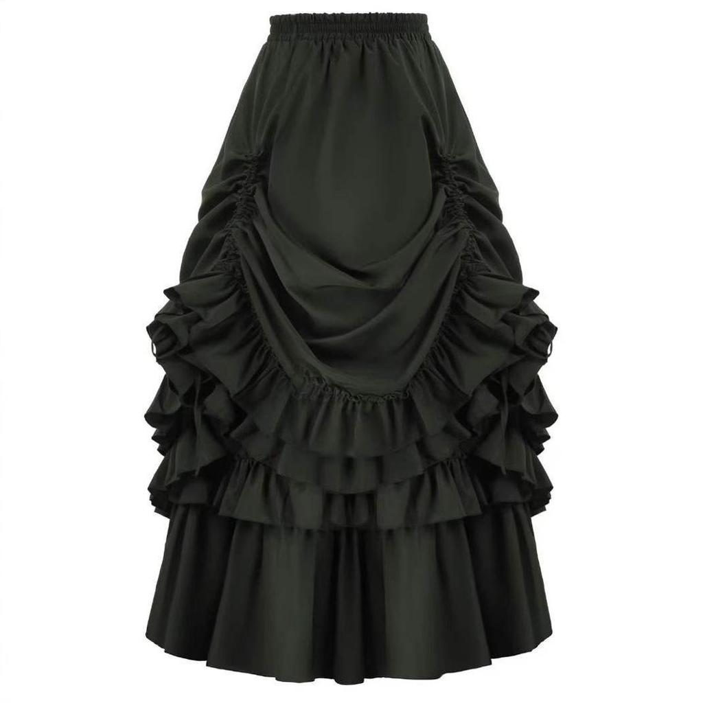 2024 Autumn Retro Gothic Victorian Irregular Adjustable Midi Skirt