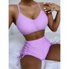 Drawstring Front Shorts Bikinis 2025 High Waist Swimsuit Women Swimwear Female Bathers Bathing Swimming Swim Suit Beachwear