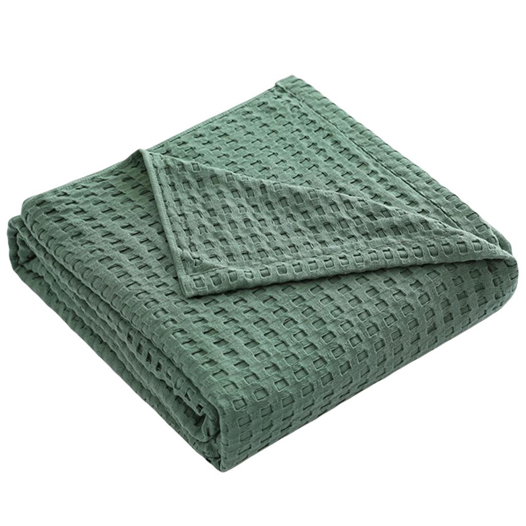 Summer Cooling Cotton Waffle Weave Blanket 150x200cm Bed Blanket Lightweight Cotton Bedspread for Sofa and Bed