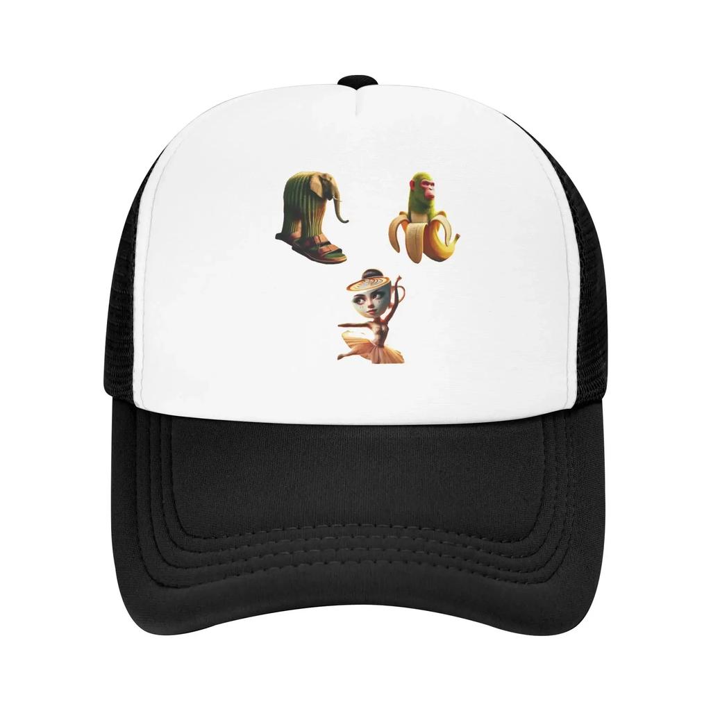 Italienische Brainrot Charakterkombinationen 3 Elefant Sport Netz Baseballkappen Für Herren Frühling Männlich Strand Golfmütze Schirmmütze