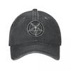 Casquettes de Baseball Unisexes Pentagramme de Baphomet Pentagramme Occulte Crâne de Bouc Chapeaux Lavés Usés Casquette Chapeau Snapback d'Été Vintage