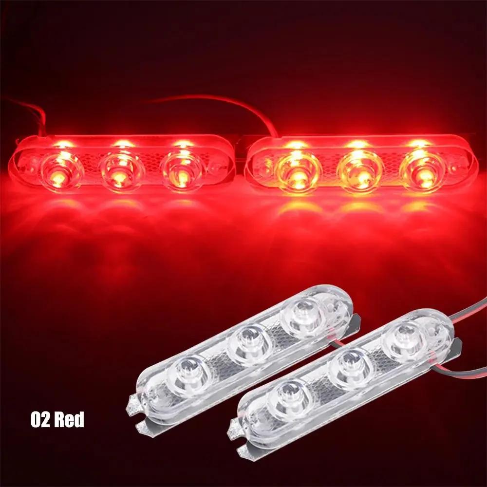 2Pcs 3 LED Strobe Police Light 12V 8W Car Truck Motorcycle Flashing Emergency Warning Rear Tail Brake Stop Led Lights Lamp