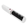 Hair Straightener Brush USB Rechargeable Hair Straightening Curling Brush Pearl White