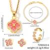 Elegant Four-Leaf Clover Floral Rhinestone Jewelry Set Women Earrings Necklace Bracelet Ring Chic Fashion Accessory