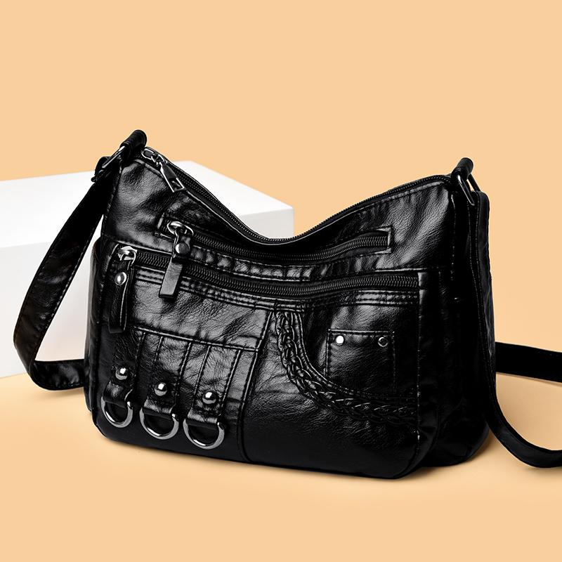 Large Capacity Multi-layer Women's Bag Middle-aged Mother's Bag Soft Leather Crossbody Bag