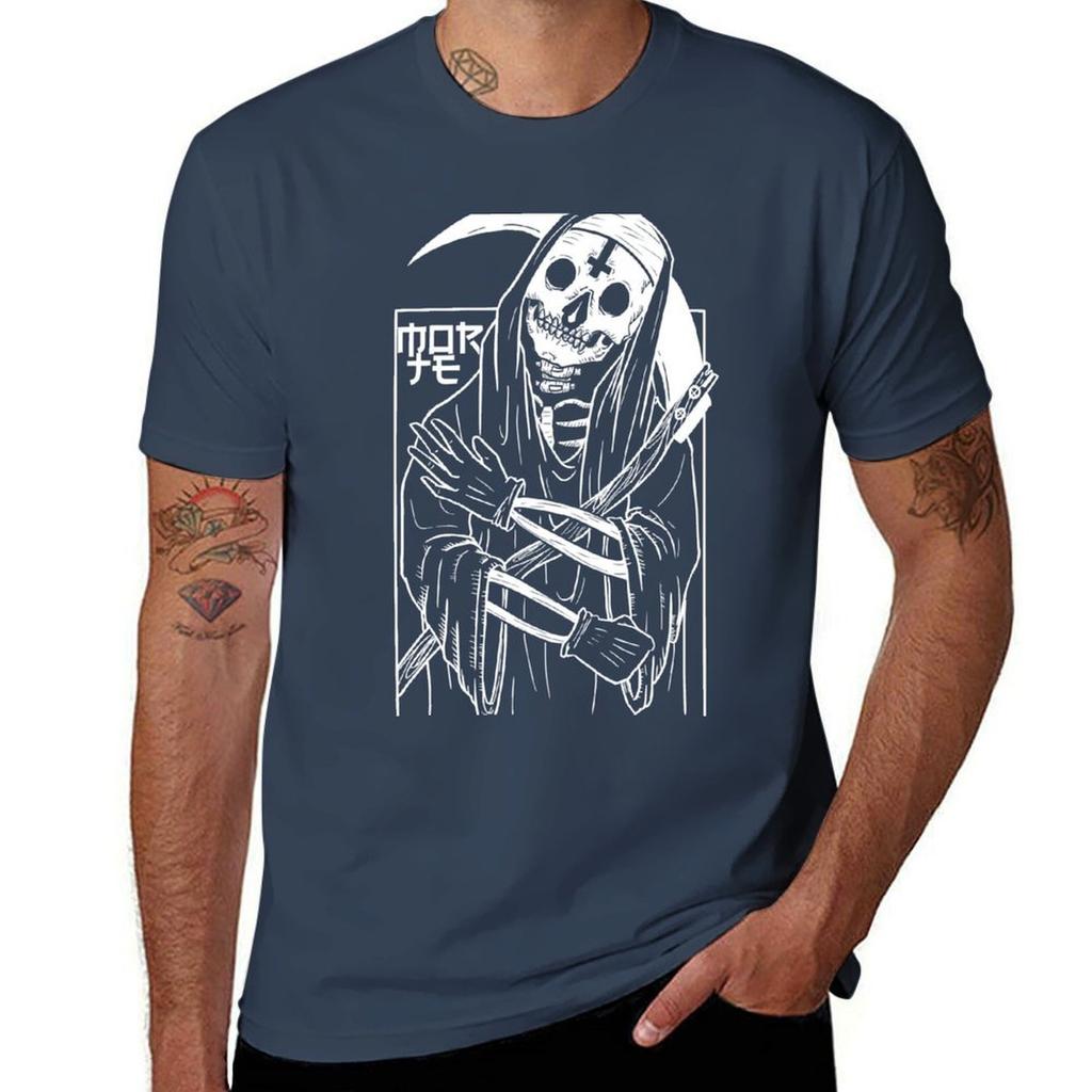 Reaper nun (white lines) TShirt Big Size Short Sleeve Tee for Unisex