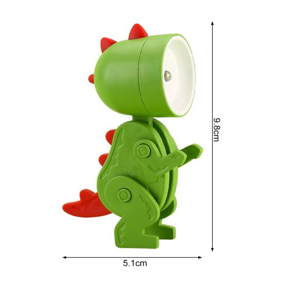 Lâmpada de dinossauro de desenho animado com membros flexíveis, aparência adorável, sem cintilação, tamanho mini, proteção para os olhos, lâmpada noturna