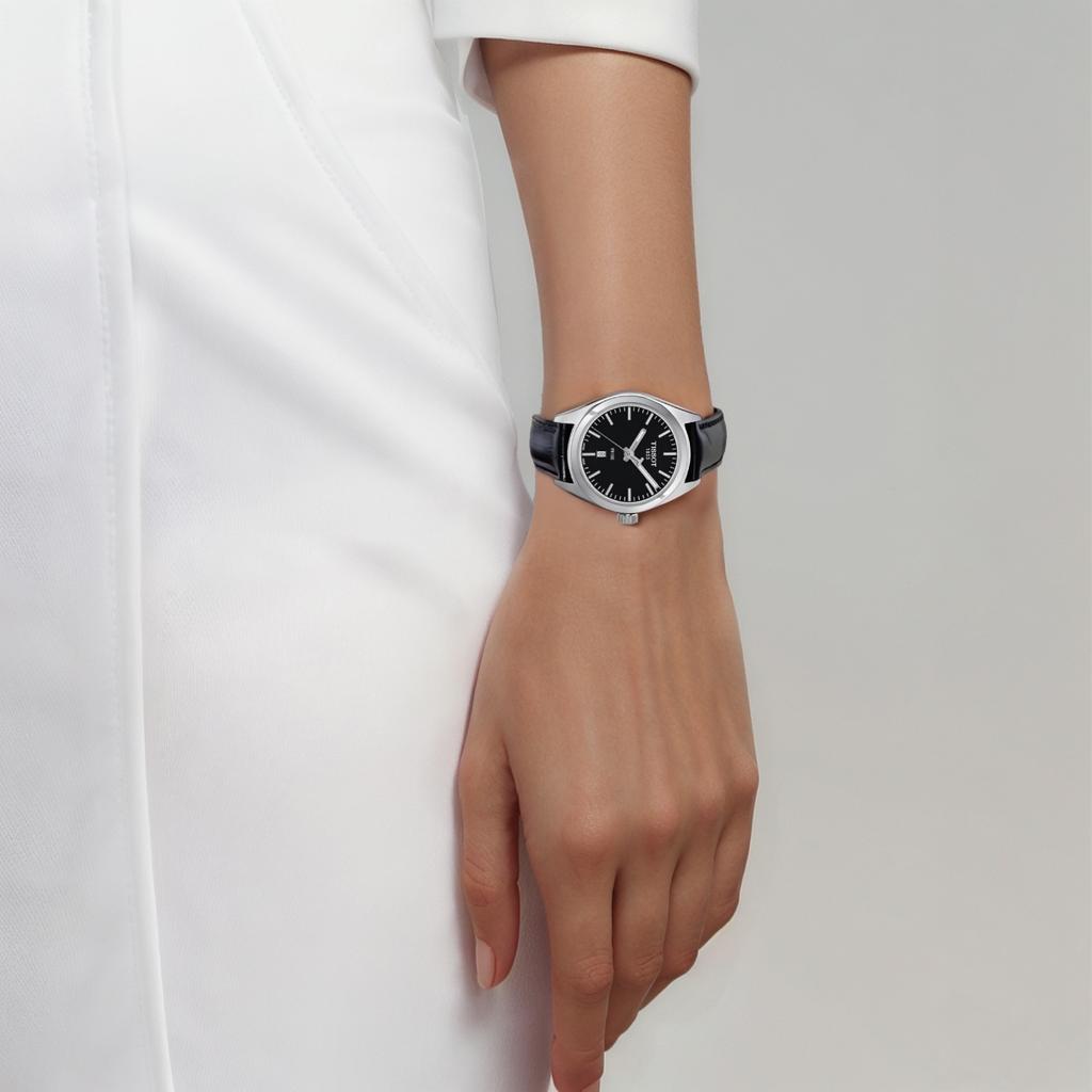 Tissot PR100 Collection Quartz Movement Women's Watch 33mm Black Dial Stainless Steel Case T101.210.16.051.00