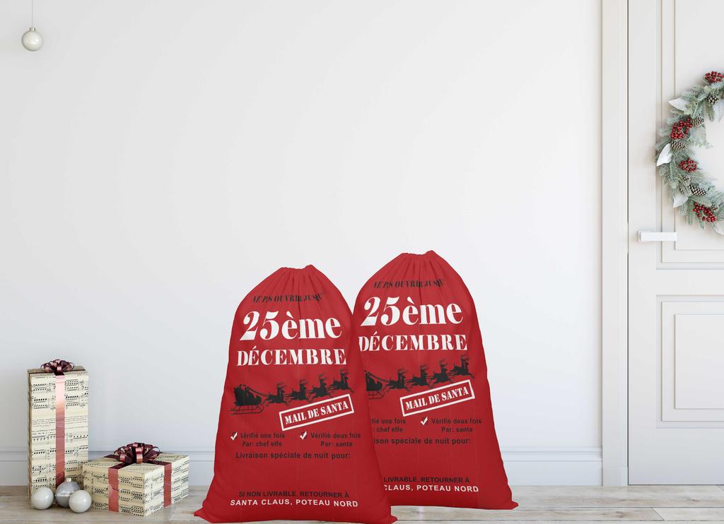 Printtoo 2 Pcs Santa Gift Sack For Kids Presents Xmas Bag Christmas Sack Personalized Bags Large 27x20 Inch